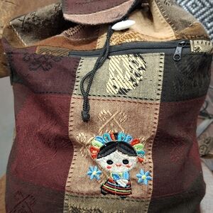 Embroidered Patchwork Backpack